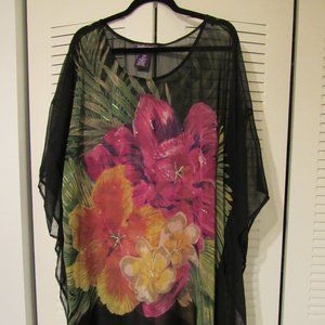 Taillissime Sheer Colorful Sequined Cover UP / Top.  Size 22W